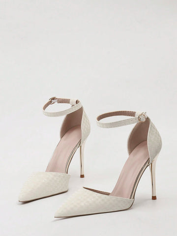 Fashionable Hollow Out Pointed Toe High Heel Sandals For Women, Thin Strap & Super High Heel