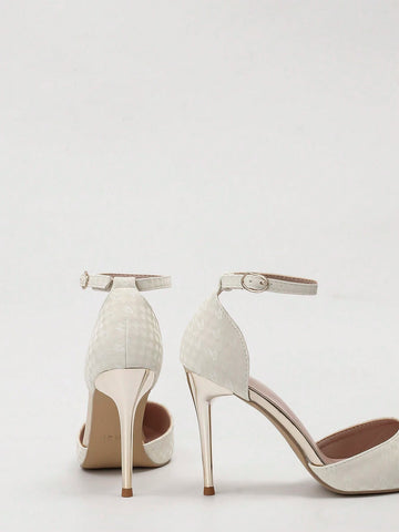 Fashionable Hollow Out Pointed Toe High Heel Sandals For Women, Thin Strap & Super High Heel