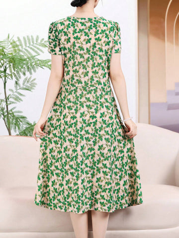 Fashionable Lace Collar Dress Fashion Small Floral Dress