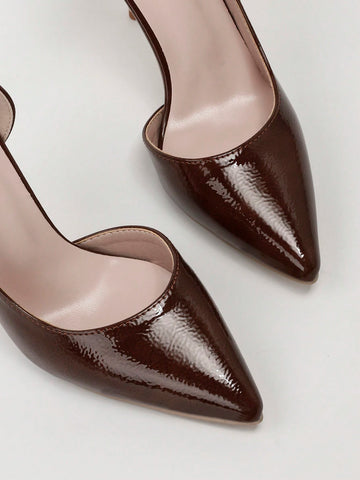 Fashionable Minimalist Thin Stiletto Ultra High Heel Pointed Toe Sexy Side Hollow Women