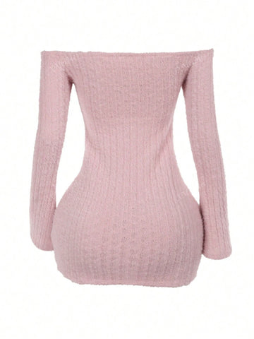 Fashionable Off-Shoulder Bodycon Dress, Elegant Lady Style Sexy Fitted Mini Dress