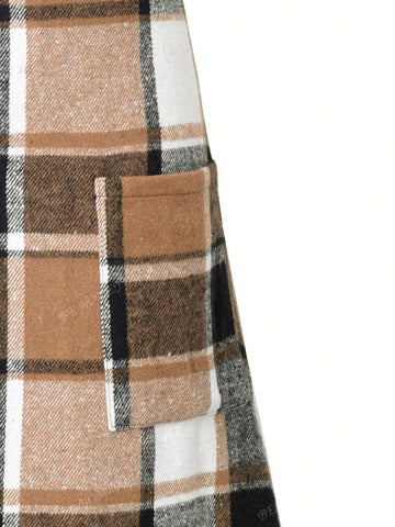 Fashionable Plaid Suspender Adjustable Buckle Casual Overall Dress