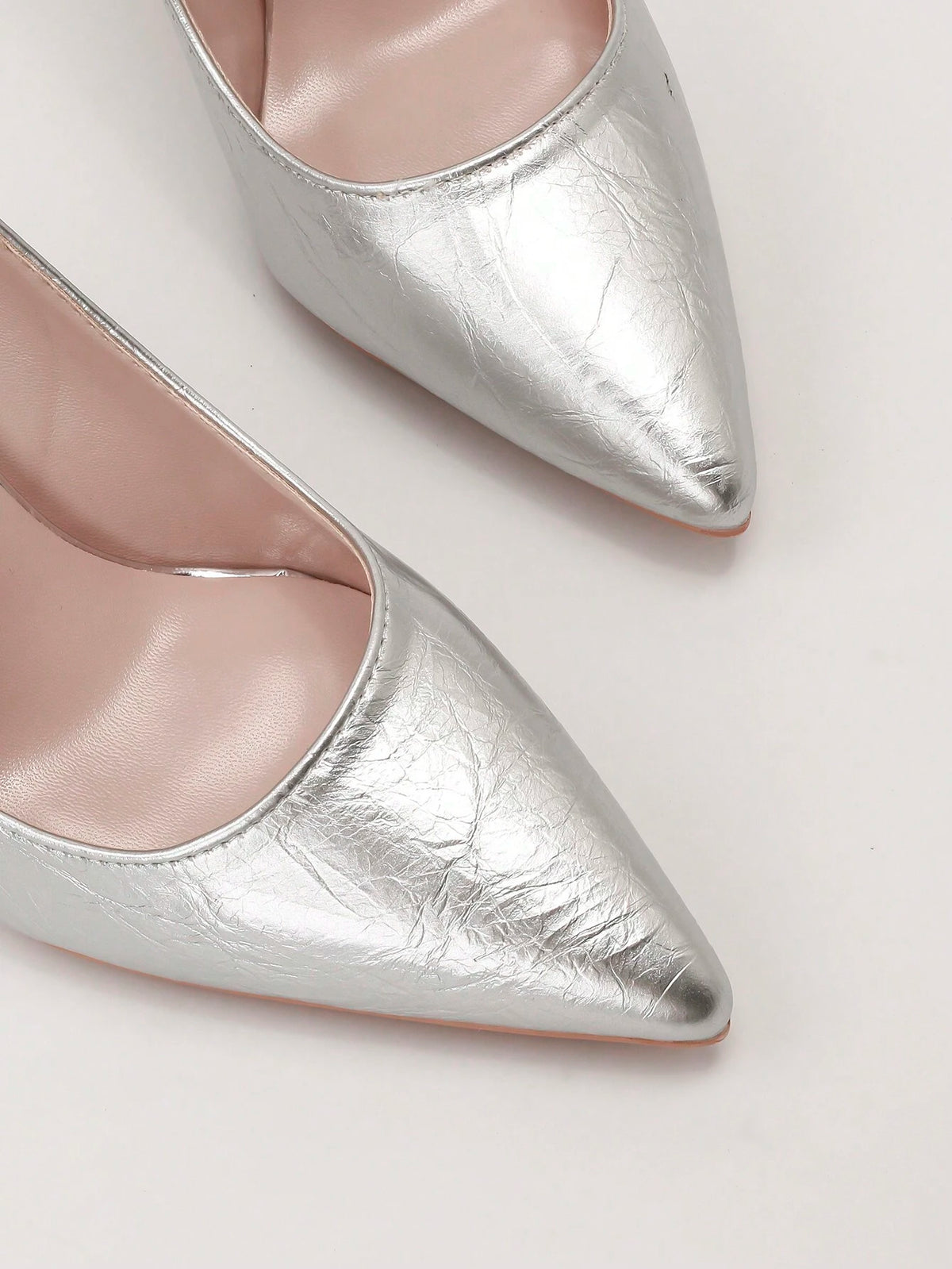 Fashionable Pointed Toe Super High Heel Sandals, Metallic Floral Cutout Design,