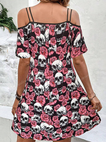 Fashionable Sexy Women's Spaghetti Strap Bodycon Printed Dress