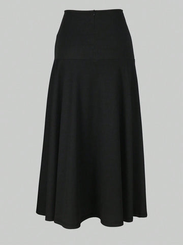 Fashionable Women's Solid Color Simple Daily Wear Skirt