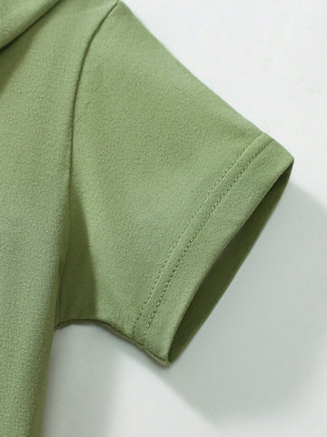 Fashionable Young Girls Polo Collar Cartoon Pony Embroidery Short Sleeve Dress