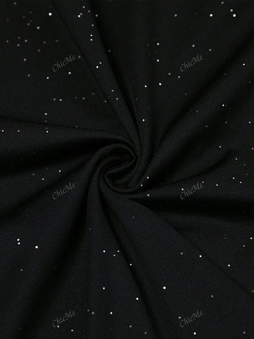 Fashionable & Elegant Glitter Waist Twist Design Bodycon V-Neck Sleeveless Women Party Dress