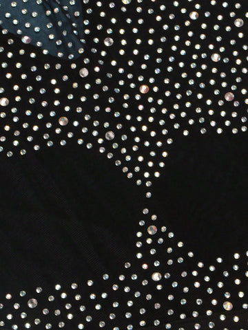 Fashionable & Sexy Sheer Mesh Rhinestone Detail Long Sleeve Jumpsuit