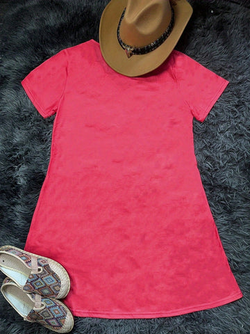 Feather Print Deep V Neck Tee Dress
