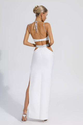 Fernanda White Diamond Backless Bandage Dress