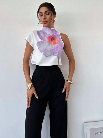 Women's Positioned Floral Printed Elegant Vacation Shirt
