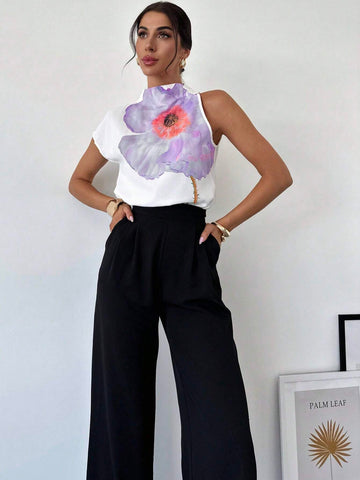 Women's Positioned Floral Printed Elegant Vacation Shirt