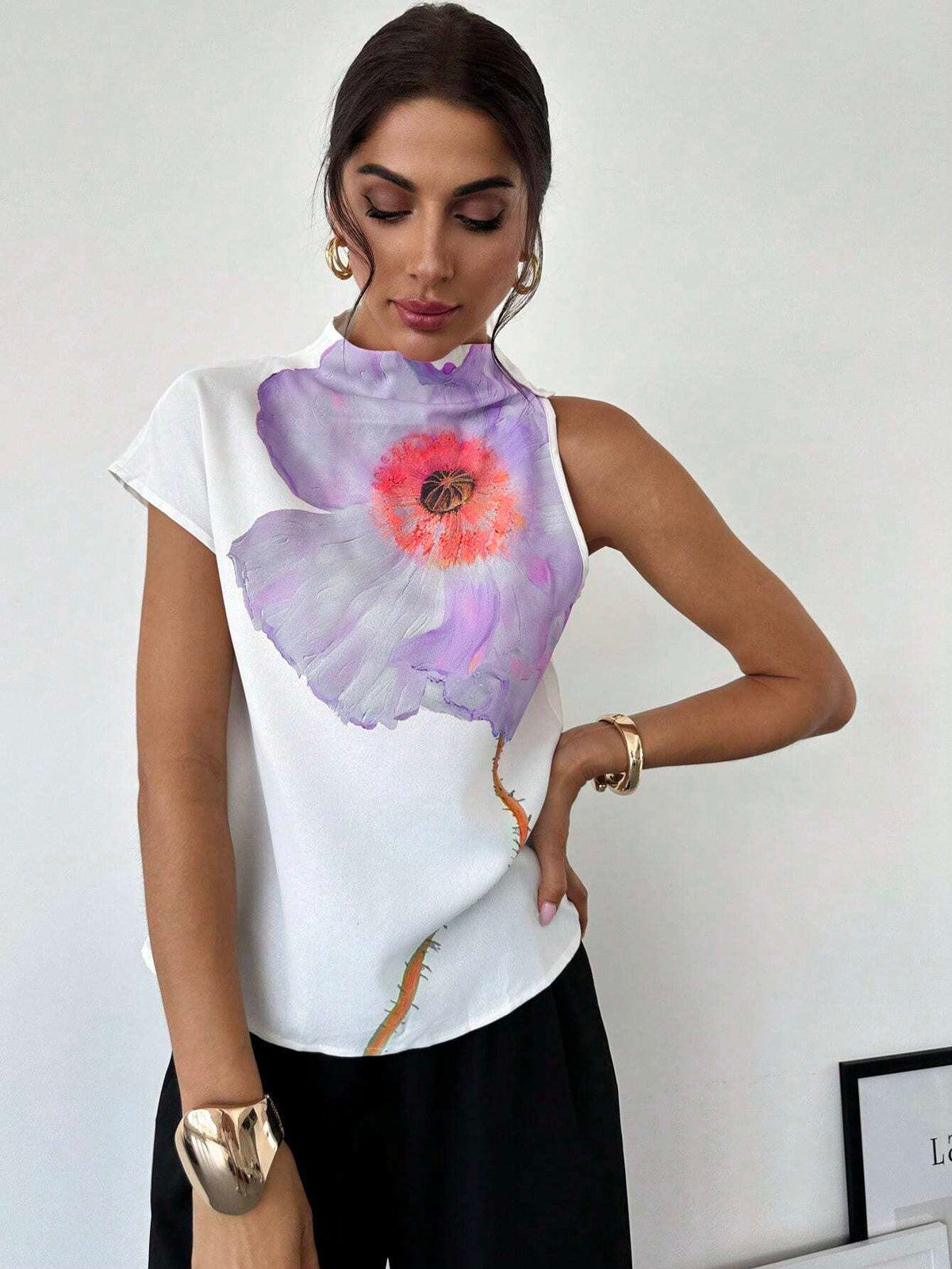 Women's Positioned Floral Printed Elegant Vacation Shirt