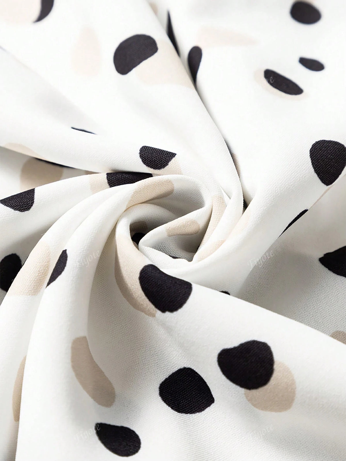 Polka Dot Print Button Placket V-Neck Shirt For Women