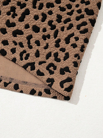 Fiyote Khaki Leopard Print V-Neck Sleeveless Mini Dress