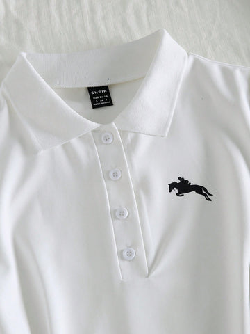 Flirla Women Casual Polo Collar Simple Fashionable Mini Dress, Suitable For Summer