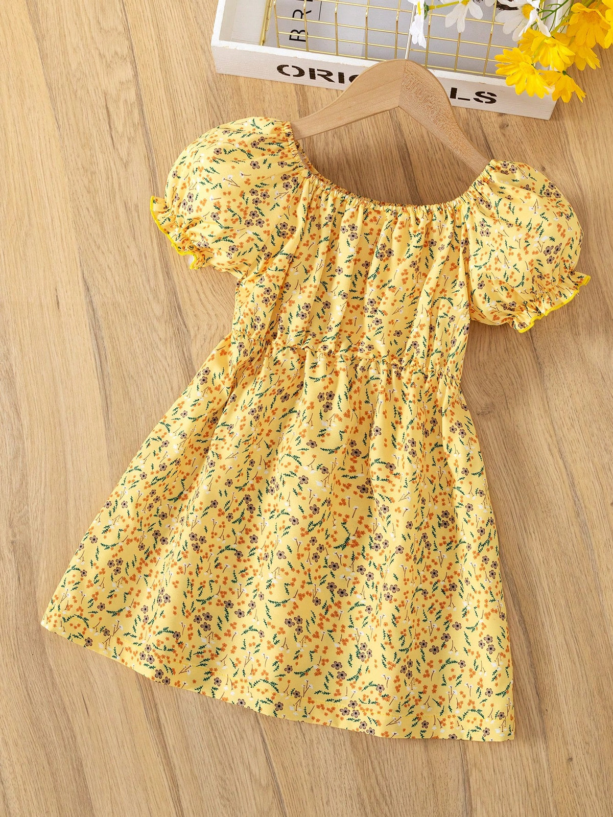 Floral Country Style Kids Summer Dress, Cute Princess Dress For Outdoor Wear