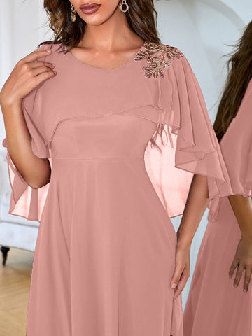 Floral Embroidery Mesh Detail Bridesmaid Dress