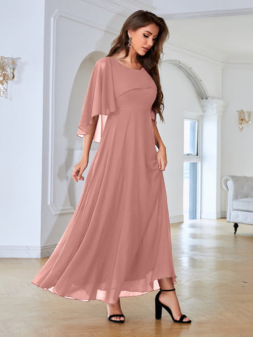 Floral Embroidery Mesh Detail Bridesmaid Dress