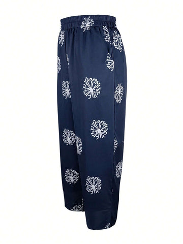 Floral Print Elastic Waist Pants