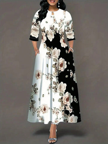 Floral Print Hidden Pocket Dress