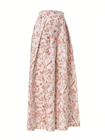 Floral Print Pleated Wide Leg Pants