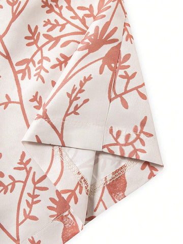 Floral Print Pleated Wide Leg Pants