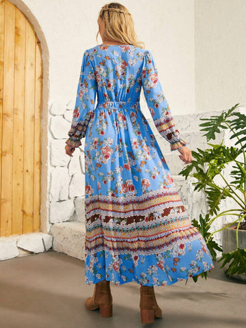 Floral Print V-Neck Dress