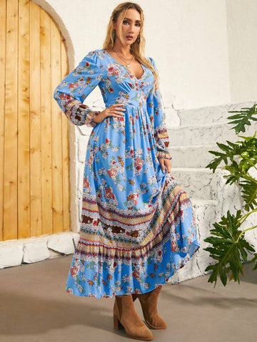 Floral Print V-Neck Dress