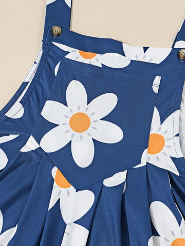 Floral Print Wide Leg Overall Jumpsuit Without Top