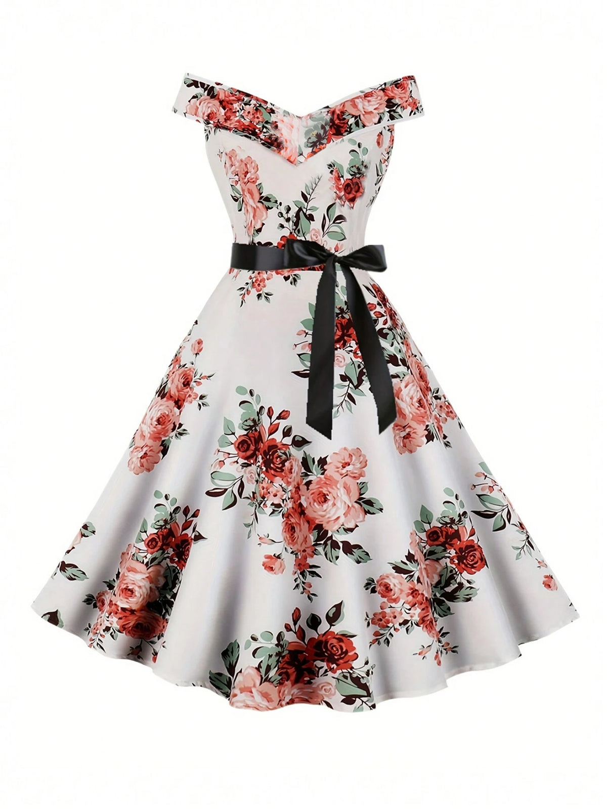 Floral Printed One-Shoulder Dress