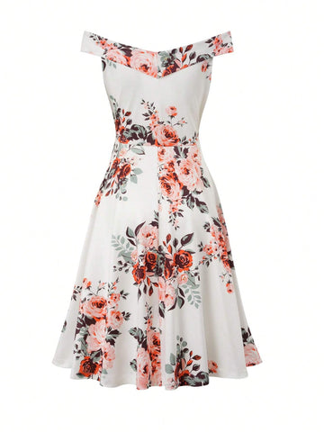 Floral Printed One-Shoulder Dress