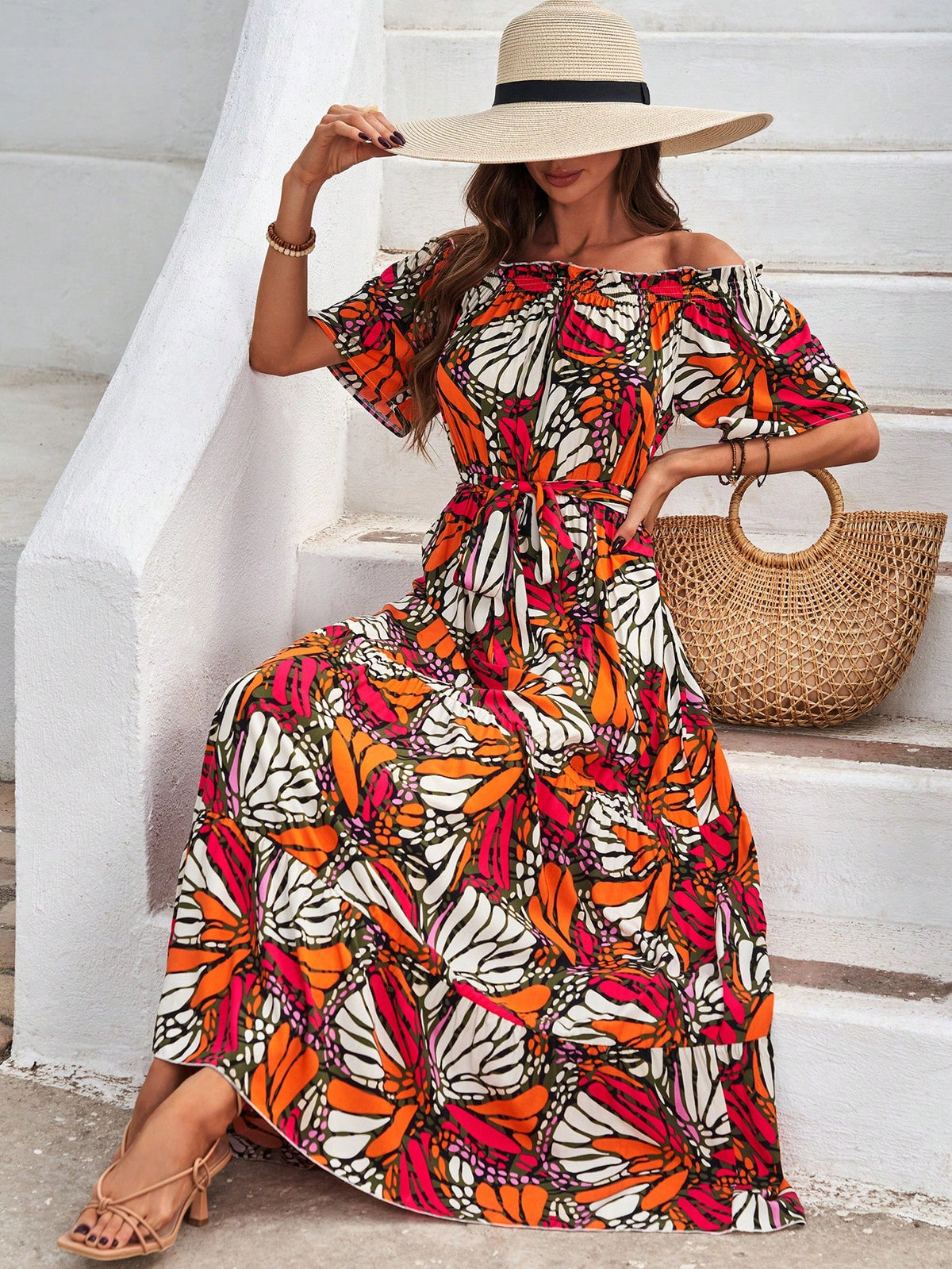 Floral Printed One Shoulder Long Maxi Dress