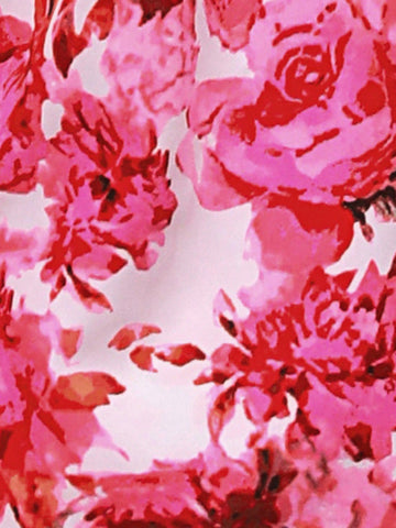 Floral Printed Ruffle Trim Decor Casual 2pcs Outfit