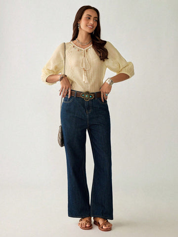 Florisole Bohemian Resort Ocean Shell Trim Women Blouse