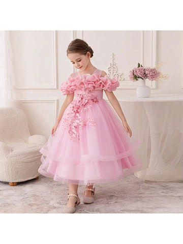 Flower Girl/Bridesmaid Dress, Elegant For Girls Princess Wedding Party Birthday Ballet Performance