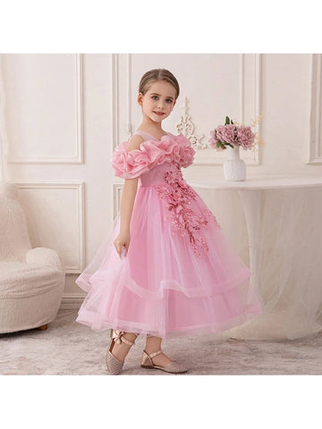 Flower Girl/Bridesmaid Dress, Elegant For Girls Princess Wedding Party Birthday Ballet Performance