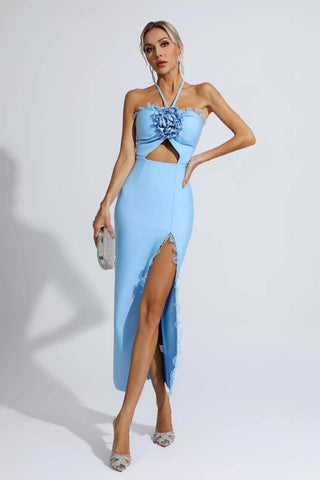 Francesca Rose Red Floral Ruched Maxi Dress