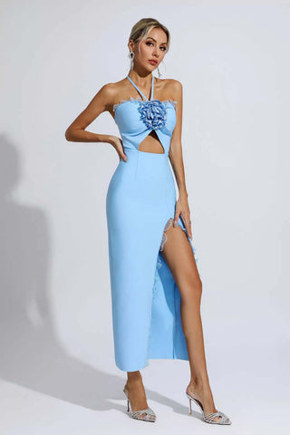 Francesca Rose Red Floral Ruched Maxi Dress