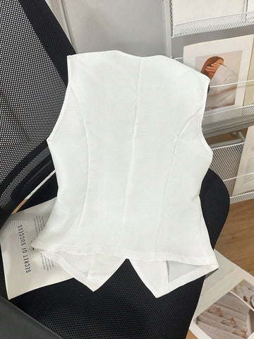 Franclia Casual Solid Color Sleeveless Shirt, Summer