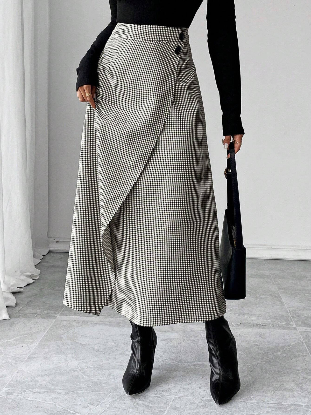 Franclia Women's Skirt, Women's Long Skirt, Plaid, Slit, Fashionable Sexy, Mature Woman, Charm, Casual Work Wear, Graduation Outfit Maxi Women Outfit