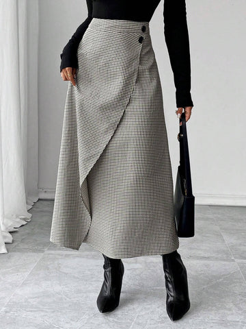Franclia Women's Skirt, Women's Long Skirt, Plaid, Slit, Fashionable Sexy, Mature Woman, Charm, Casual Work Wear, Graduation Outfit Maxi Women Outfit