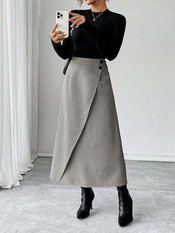 Franclia Women's Skirt, Women's Long Skirt, Plaid, Slit, Fashionable Sexy, Mature Woman, Charm, Casual Work Wear, Graduation Outfit Maxi Women Outfit