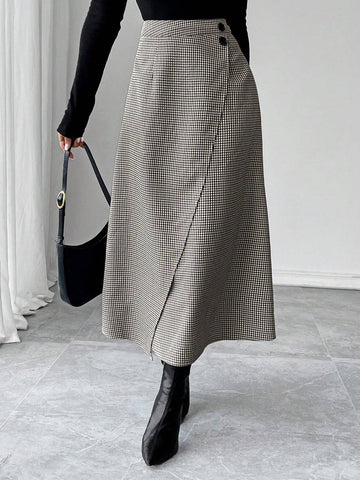 Franclia Women's Skirt, Women's Long Skirt, Plaid, Slit, Fashionable Sexy, Mature Woman, Charm, Casual Work Wear, Graduation Outfit Maxi Women Outfit