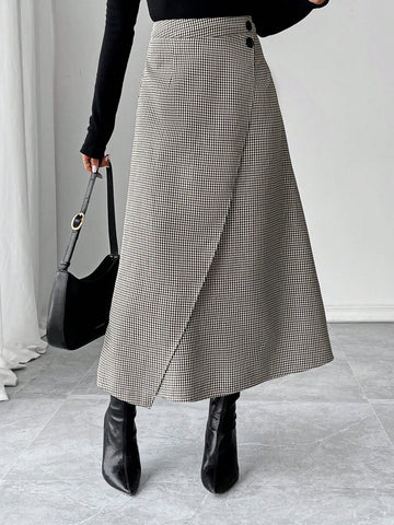 Franclia Women's Skirt, Women's Long Skirt, Plaid, Slit, Fashionable Sexy, Mature Woman, Charm, Casual Work Wear, Graduation Outfit Maxi Women Outfit