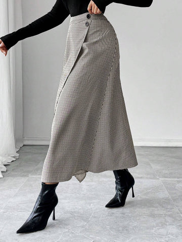 Franclia Women's Skirt, Women's Long Skirt, Plaid, Slit, Fashionable Sexy, Mature Woman, Charm, Casual Work Wear, Graduation Outfit Maxi Women Outfit