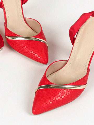 Fresh & Elegant High Heel Pointed Toe Pumps With Ankle Strap, Thick Heels, Women Spring/Summer Shoes