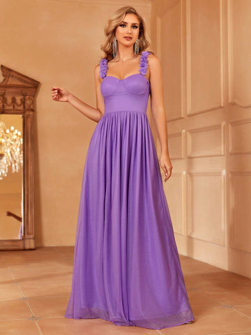 Frill Trim Chiffon Bridesmaid Dress