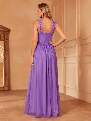 Frill Trim Chiffon Bridesmaid Dress