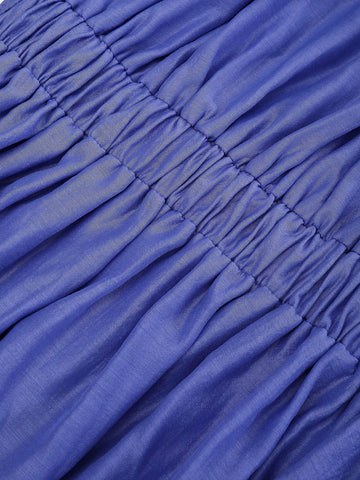 Frill Trim Lantern Sleeve Chiffon Dress